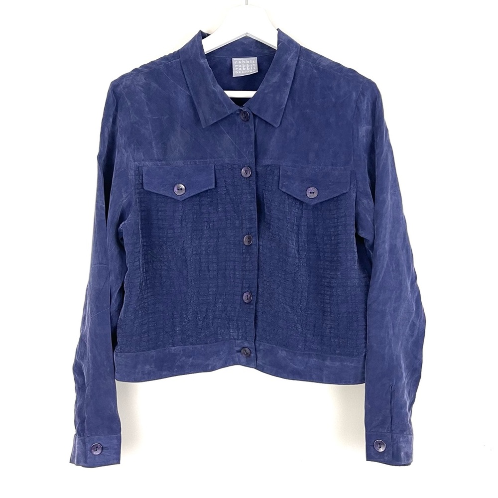 Vintage Rabbit Rabbit Rabbit Design Button Front Blouse Shirt Jacket